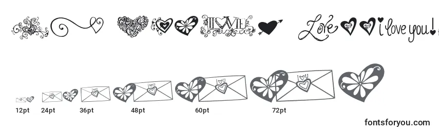 Größen der Schriftart Kg Heart Doodles