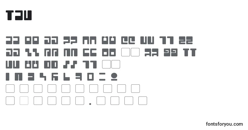 Шрифт Tau – алфавит, цифры, специальные символы