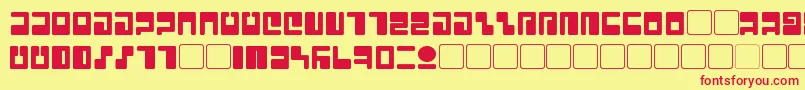 フォントTau – 赤い文字の黄色い背景