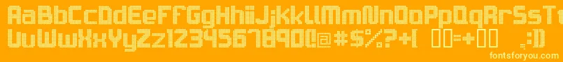 Подробнее о шрифте Sam5c27trg Шрифт Sam5c27trg – жёлтые шрифты на оранжевом фоне
