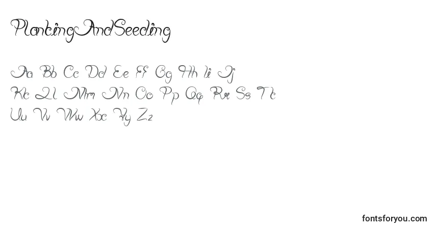 Schriftart PlantingAndSeeding – Alphabet, Zahlen, spezielle Symbole