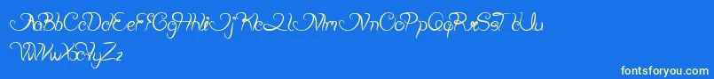 PlantingAndSeeding-Schriftart – Gelbe Schriften auf blauem Hintergrund