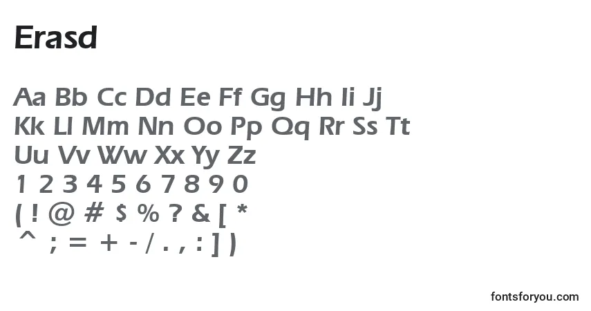 A fonte Erasd – alfabeto, números, caracteres especiais