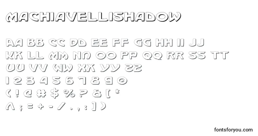 Schriftart MachiavelliShadow – Alphabet, Zahlen, spezielle Symbole