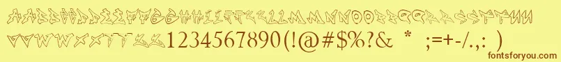 フォントNoname – 茶色の文字が黄色の背景にあります。