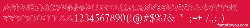 Noname-Schriftart – Weiße Schriften auf rotem Hintergrund