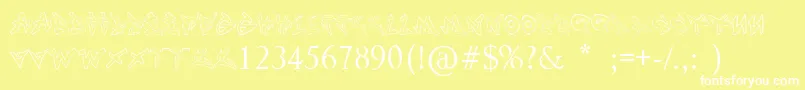 Noname-Schriftart – Weiße Schriften auf gelbem Hintergrund