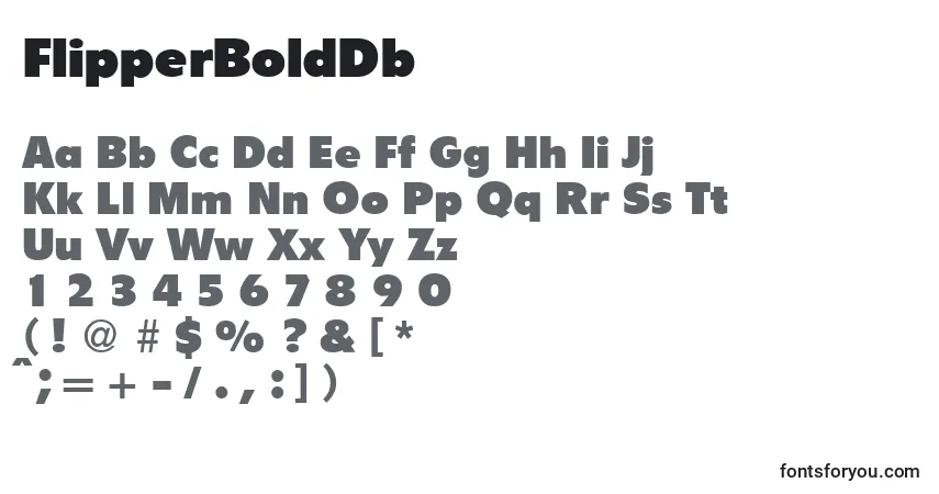 Schriftart FlipperBoldDb – Alphabet, Zahlen, spezielle Symbole