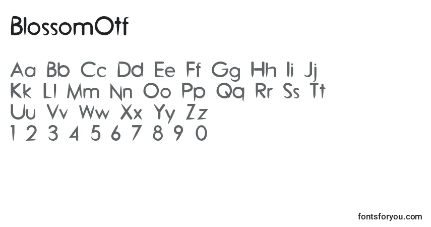 Czcionka BlossomOtf – alfabet, cyfry, specjalne znaki