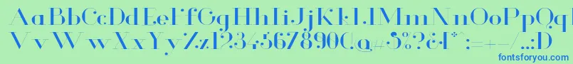 GlamorLightextended-Schriftart – Blaue Schriften auf grünem Hintergrund