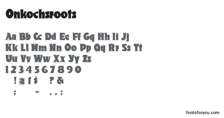Onkochsroots-fontti – aakkoset, numerot, erikoismerkit
