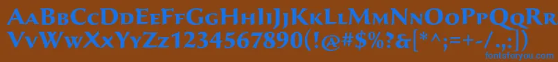 フォントSavaproBold – 茶色の背景に青い文字