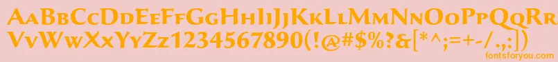 フォントSavaproBold – オレンジの文字がピンクの背景にあります。