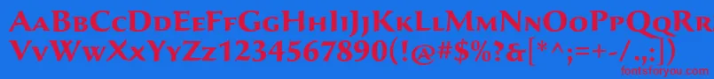 Czcionka SavaproBold – czerwone czcionki na niebieskim tle