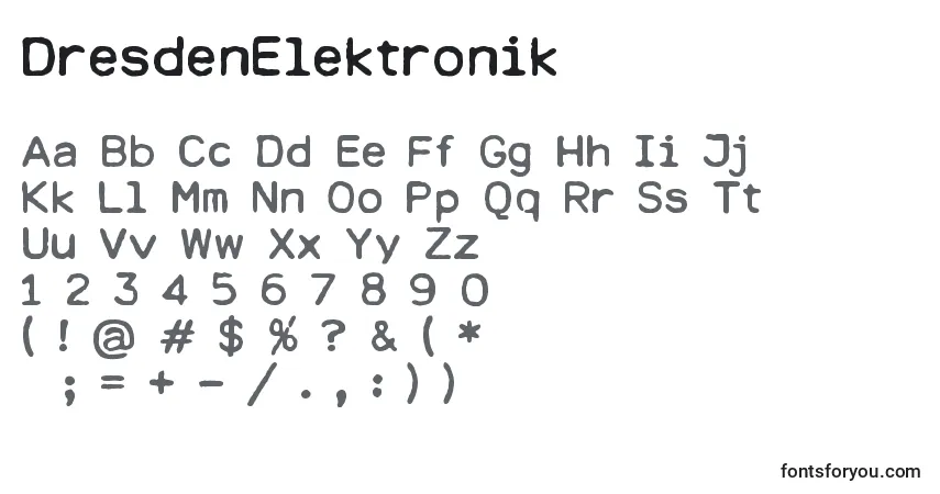 A fonte DresdenElektronik – alfabeto, números, caracteres especiais