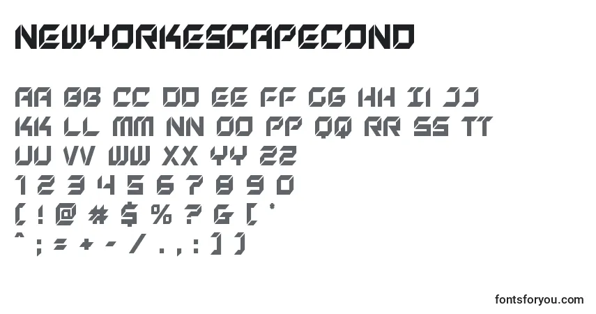 Czcionka Newyorkescapecond – alfabet, cyfry, specjalne znaki