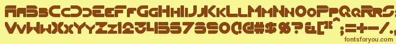 フォントFlynnBold – 茶色の文字が黄色の背景にあります。