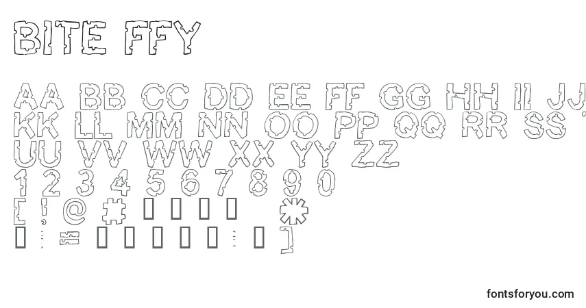 Шрифт Bite ffy – алфавит, цифры, специальные символы