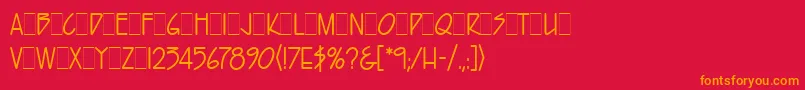 フォントHarveyLetPlain.1.0 – 赤い背景にオレンジの文字