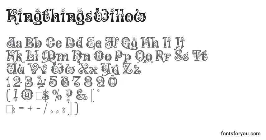 A fonte KingthingsWillow – alfabeto, números, caracteres especiais