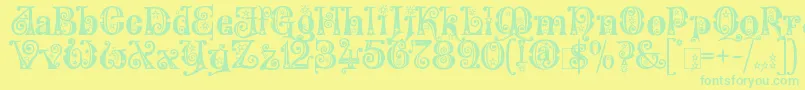 Fonte KingthingsWillow – fontes verdes em um fundo amarelo