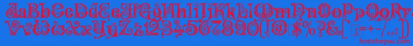 KingthingsWillow-Schriftart – Rote Schriften auf blauem Hintergrund