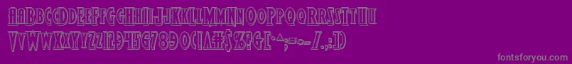 Wolfsbane2iiengrave-fontti – harmaat kirjasimet violetilla taustalla