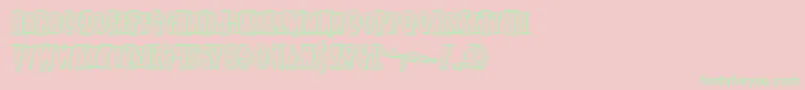 Wolfsbane2iiengrave-fontti – vihreät fontit vaaleanpunaisella taustalla