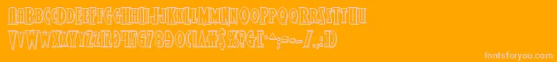 Wolfsbane2iiengrave-Schriftart – Rosa Schriften auf orangefarbenem Hintergrund