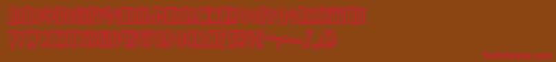 フォントWolfsbane2iiengrave – 赤い文字が茶色の背景にあります。
