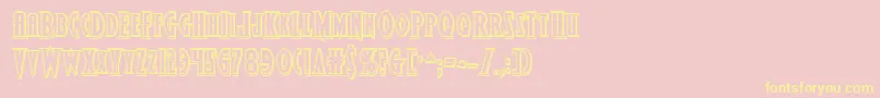 Wolfsbane2iiengrave-fontti – keltaiset fontit vaaleanpunaisella taustalla