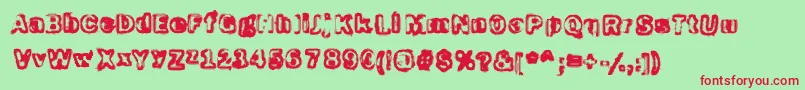Schizoidtrout-Schriftart – Rote Schriften auf grünem Hintergrund