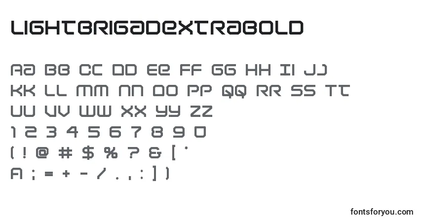 A fonte Lightbrigadextrabold – alfabeto, números, caracteres especiais