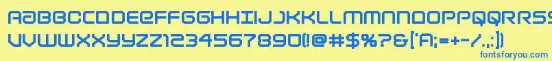 フォントLightbrigadextrabold – 青い文字が黄色の背景にあります。