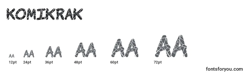Размеры шрифта Komikrak