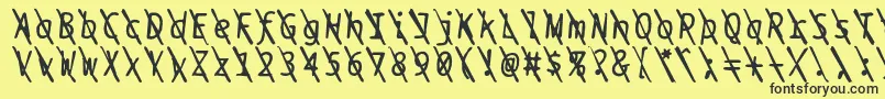 Fonte Bptypewritedamagedslasheditalics – fontes pretas em um fundo amarelo