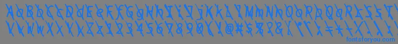Fonte Bptypewritedamagedslasheditalics – fontes azuis em um fundo cinza