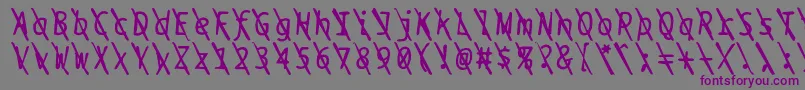 Bptypewritedamagedslasheditalics-fontti – violetit fontit harmaalla taustalla