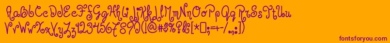 Jandles Font – Purple Fonts on Orange Background