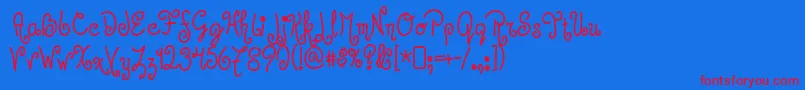 フォントJandles – 赤い文字の青い背景