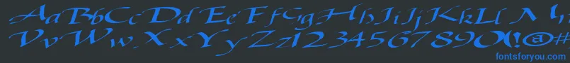 Fonte Baggagemastertext79RegularTtext – fontes azuis em um fundo preto