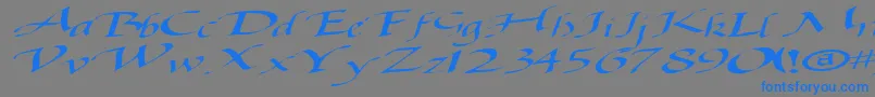 フォントBaggagemastertext79RegularTtext – 灰色の背景に青い文字