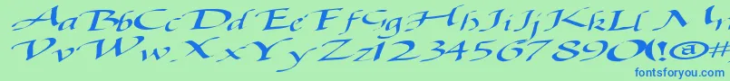 Шрифт Baggagemastertext79RegularTtext – синие шрифты на зелёном фоне