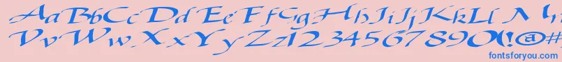 フォントBaggagemastertext79RegularTtext – ピンクの背景に青い文字