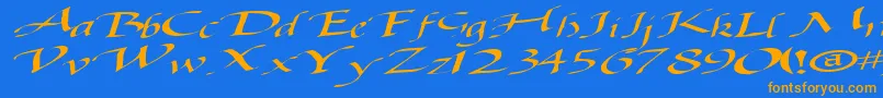 Шрифт Baggagemastertext79RegularTtext – оранжевые шрифты на синем фоне
