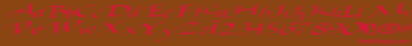 Baggagemastertext79RegularTtext Font – Red Fonts on Brown Background