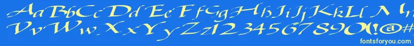 フォントBaggagemastertext79RegularTtext – 黄色の文字、青い背景