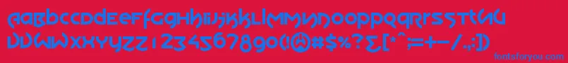 フォントKdwilliamRegular – 赤い背景に青い文字
