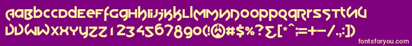 KdwilliamRegular-Schriftart – Gelbe Schriften auf violettem Hintergrund