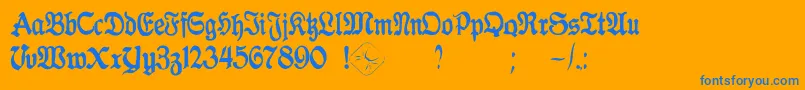 GothicaClass2-Schriftart – Blaue Schriften auf orangefarbenem Hintergrund